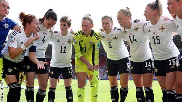 Marissa Callaghan delivers a team-talk against Austria