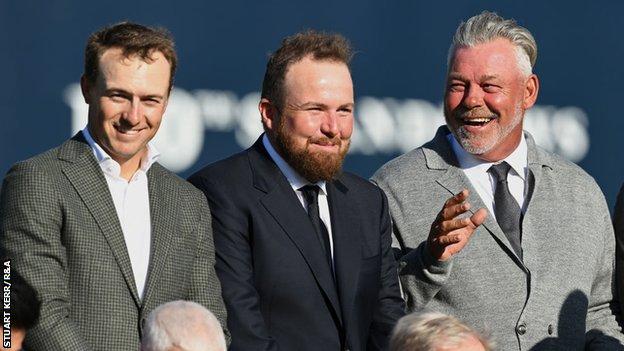 Jordan Spieth, Shane Lowry and Darren Clarke