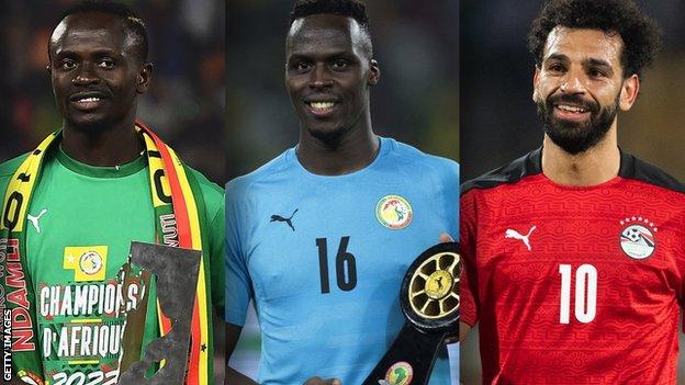 Sadio Mane, Edouard Mendy and Mohamed Salah