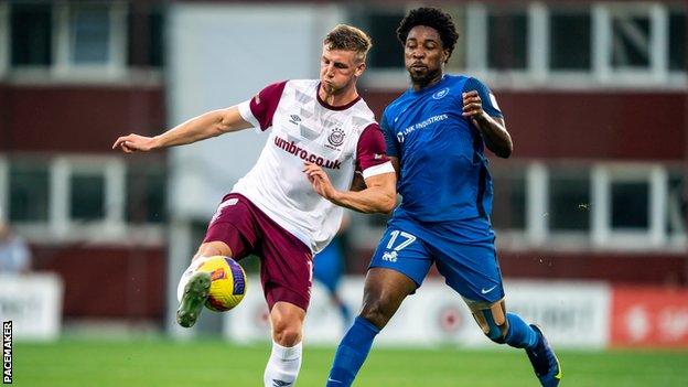 Ben Hall in action for Linfield