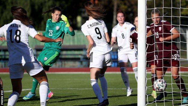 Northern Ireland equalise through Enija-Anna Vaivode 's own goal