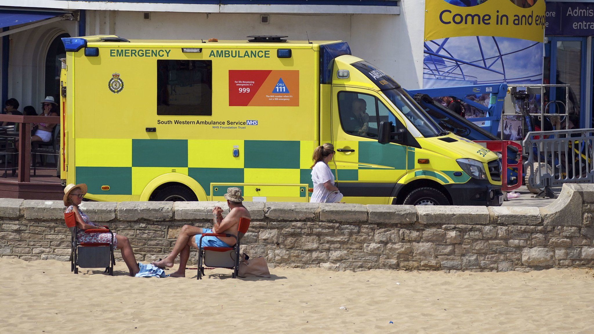 Ambulance next to a beach