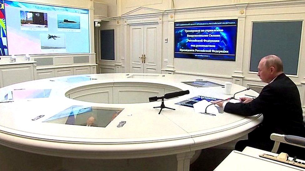 Vladimir Putin observes exercises by Russia's strategic nuclear forces