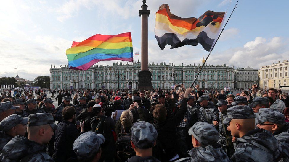 A pro-LGBT protest in St Petersburg