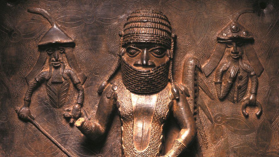 The Benin plaque of Chief Uwangue and Portuguese traders is one of the objects being returned to Nigeria
