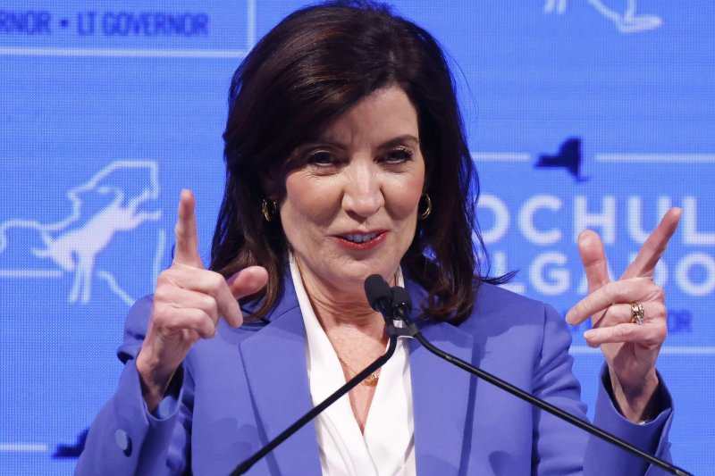 Governor of New York Kathy Hochul signed a bill banning retail sales of dogs, cats and rabbits Thursday. File Photo by John Angelillo/UPI | <a href="/News_Photos/lp/ecd274d574099736a9cad7b304273d19/" target="_blank">License Photo</a>