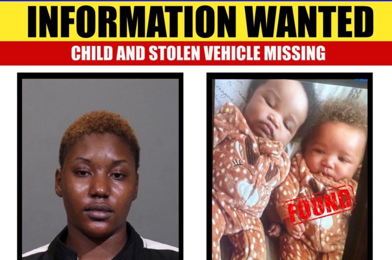 An Amber Alert shows Nalah Jackson (L), accused of kidnapping twins Kason and Ky'air Thomas (R) Monday in Columbus, Ohio, as police and family pleaded Wednesday for the safe return of Kason who remains missing. Photo courtesy of Columbus Police Department