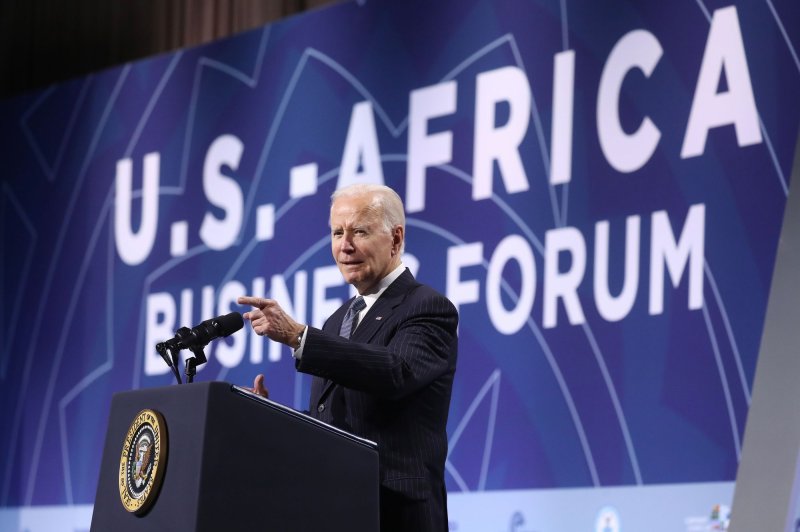 US President Joe Biden delivers remarks at the US-Africa Business Forum during the US-Africa Leaders Summit, at Walter E. Washington Convention Center in Washington, DC, on Wednesday, December 14, 2022. Photo by Michael Reynolds/UPI | <a href="/News_Photos/lp/78541791b8b1520c6e34e48e41fb09e7/" target="_blank">License Photo</a>