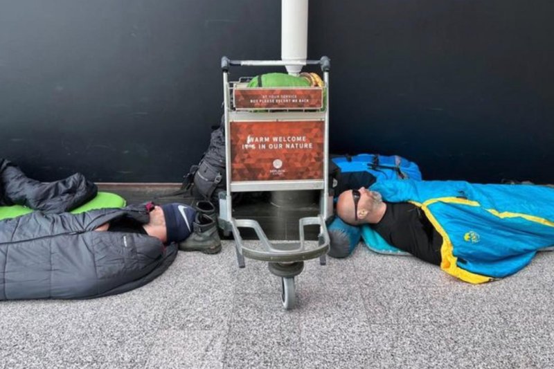 Blizzard conditions throughout Iceland grounded flights and stranded thousands of holiday travelers, who were forced to sleep on the floor at Keflavik Airport for a second day. Photo courtesy of Iceland parliament member Gisli Olafsson