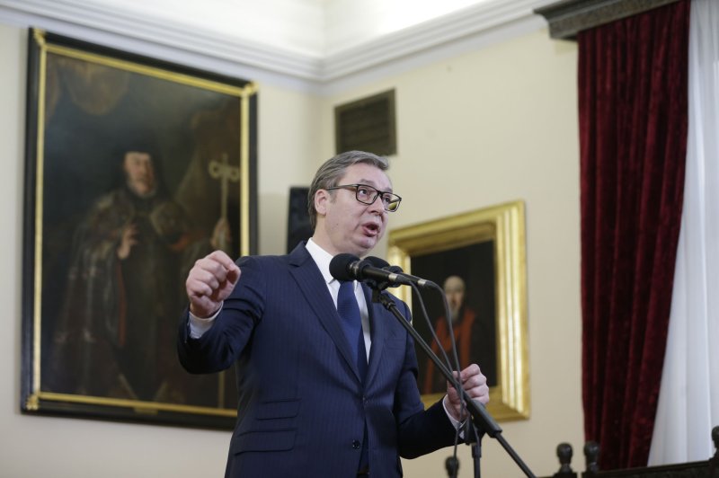 The United States and European Union on Wednesday urged restraint from Serbia and Kosovo a day after Serbian President Aleksandar Vucic put military forces on high alert. Photo by Andrej Cukic/EPA-EFE