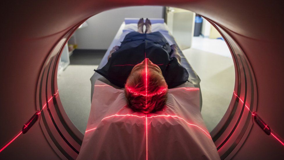 Patient having a CT scan