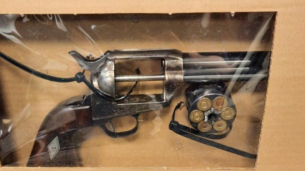 A revolver that was seized by police during a raid targeting the UVF