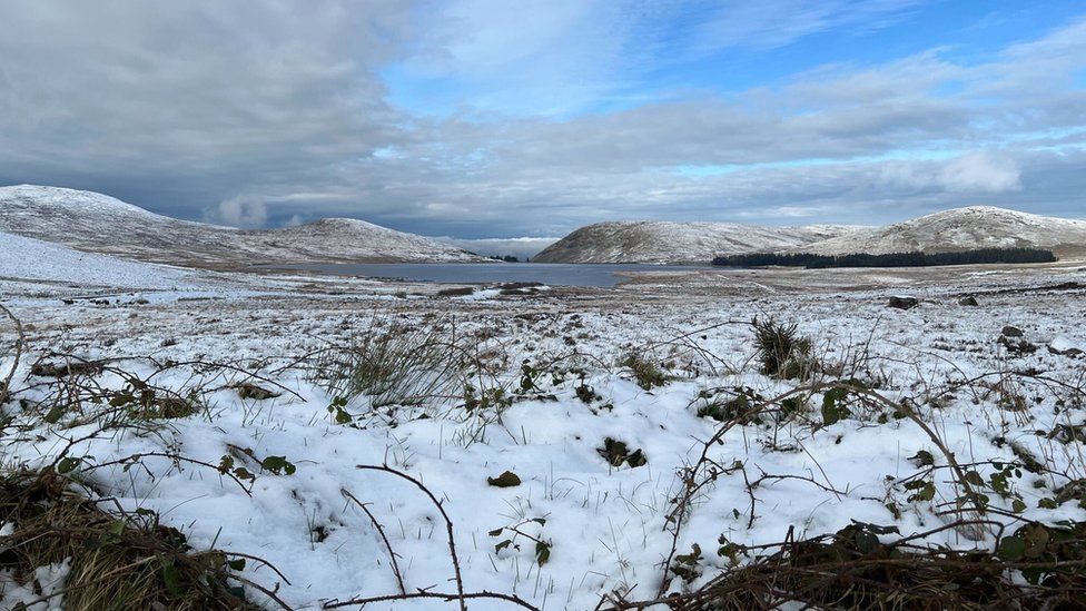 The Mourne Mountains covered with ice and snow