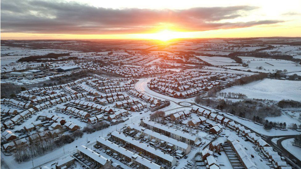 Overnight snow in Consett, County Durham