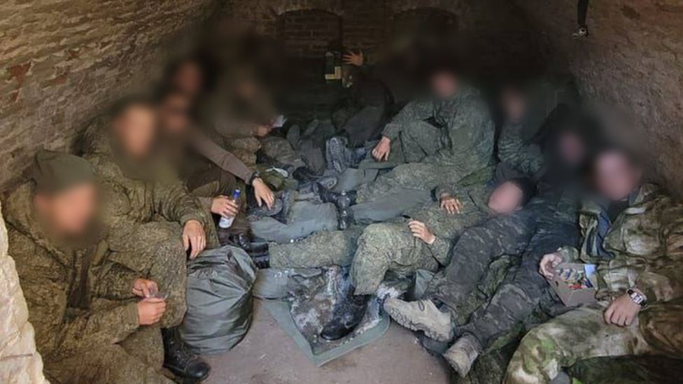 Russian troops in a basement