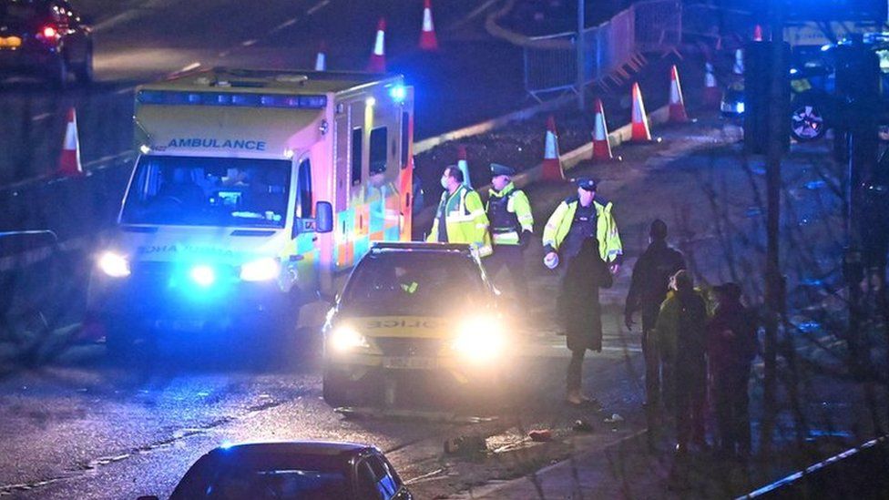 The scene of the collision on the Larne Link road in Ballymena on Friday evening