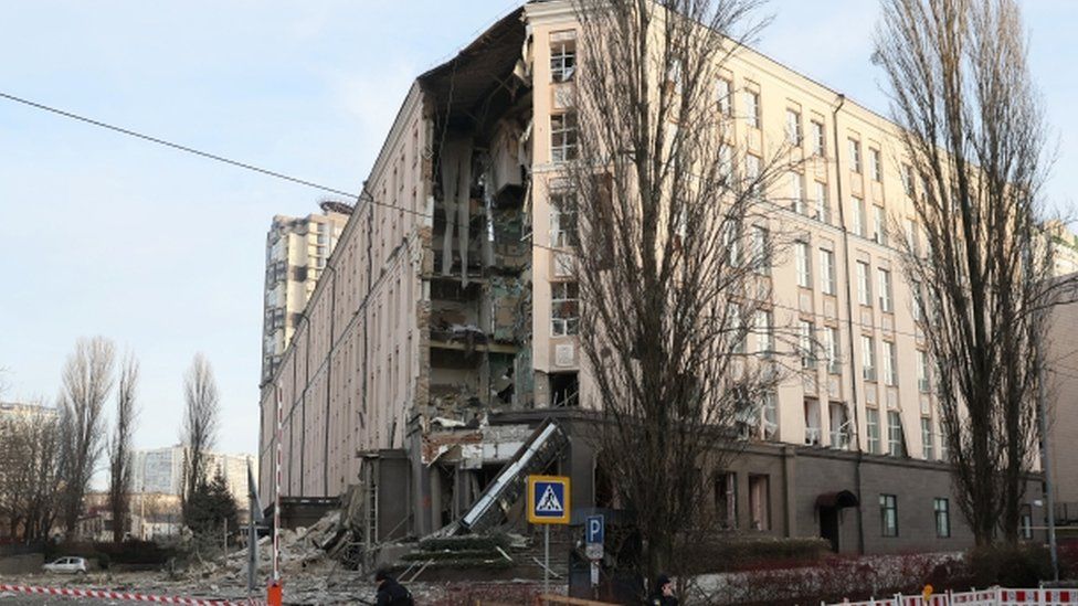 Damaged hotel in Kyiv