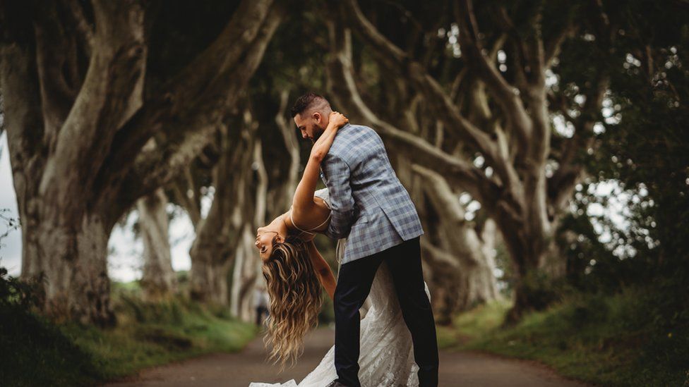 Couple pictured at Dark Hedges