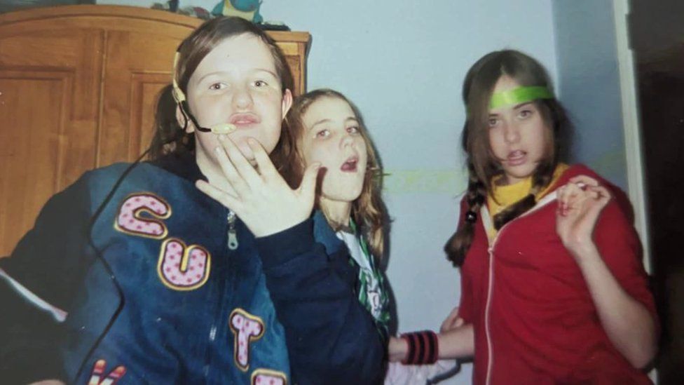 Natalie ( middle) pictured with her cousin Gemma and her friend Jayne when they were children
