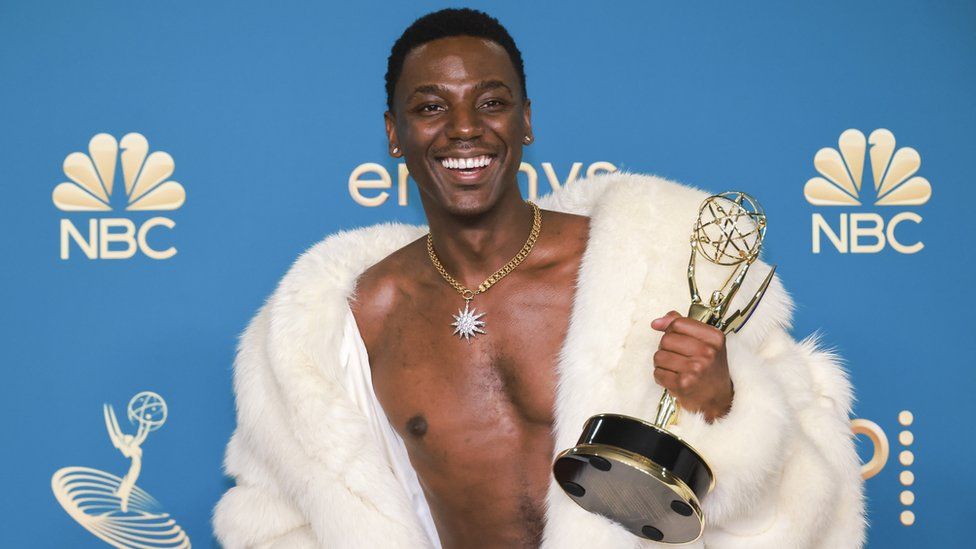 Jerrod Carmichael pictured in September after wining the Emmy for outstanding writing for a variety special