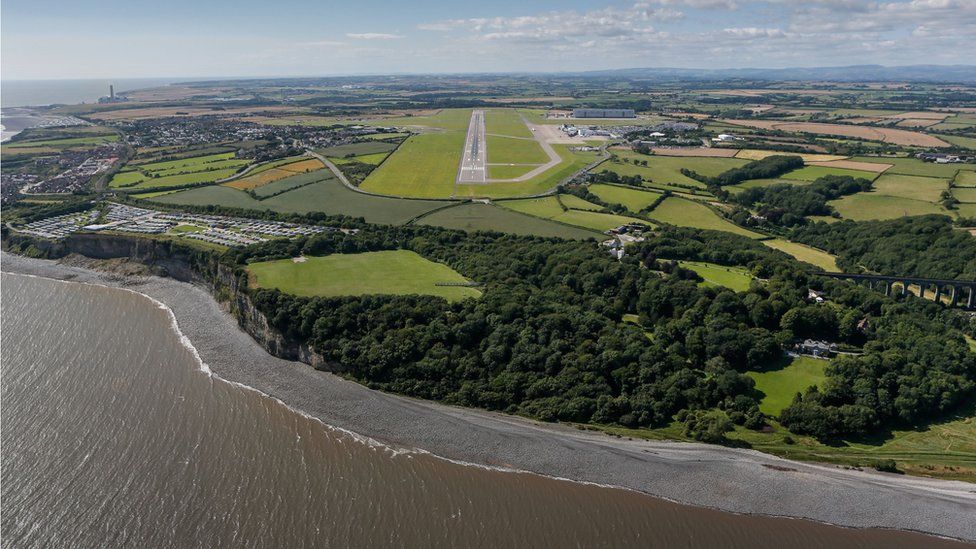 An aerial view of Cardiff Airport