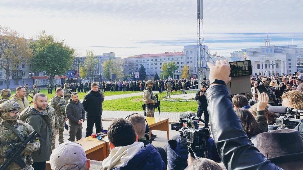 President Zelensky on Kherson's main square