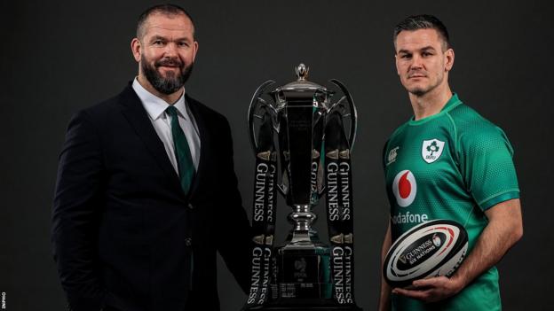 Ireland coach Andy Farrell and Johnny Sexton at Monday's Six Nations launch in London