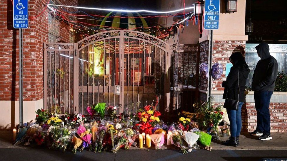 Floral tributes outside the Star Dance Studio