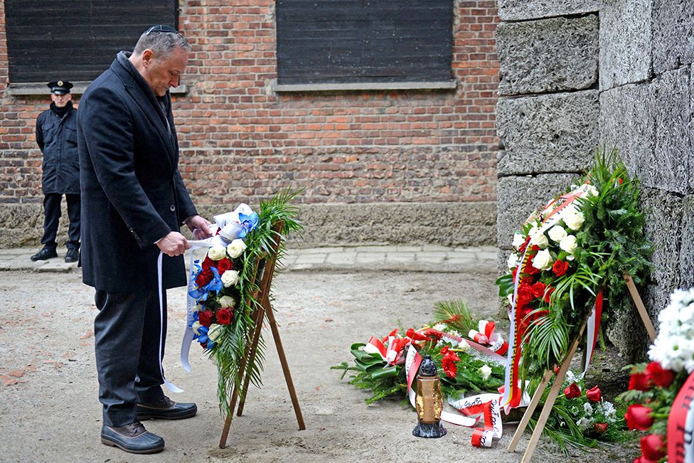 In Poland, Second Gentleman of the US Douglas Emhoff laid a wreath at the so-called Death Wall at the site of the Memorial and Museum Auschwitz-Birkenau on 27 January 2023
