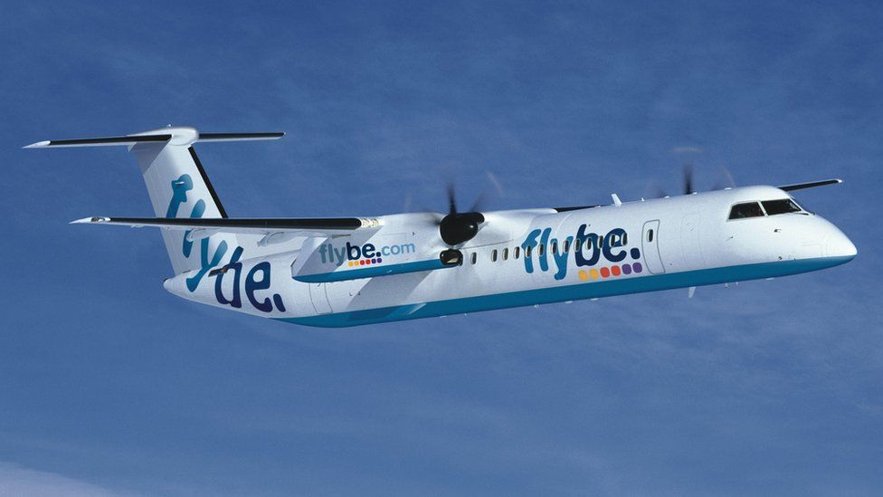 A FlyBe plane seen mid-flight