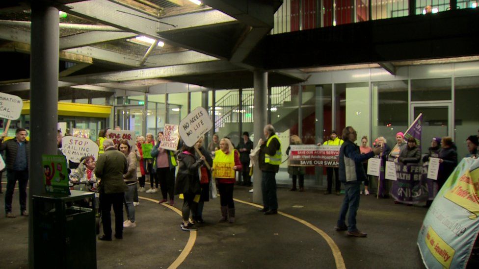 Protesters at hospital