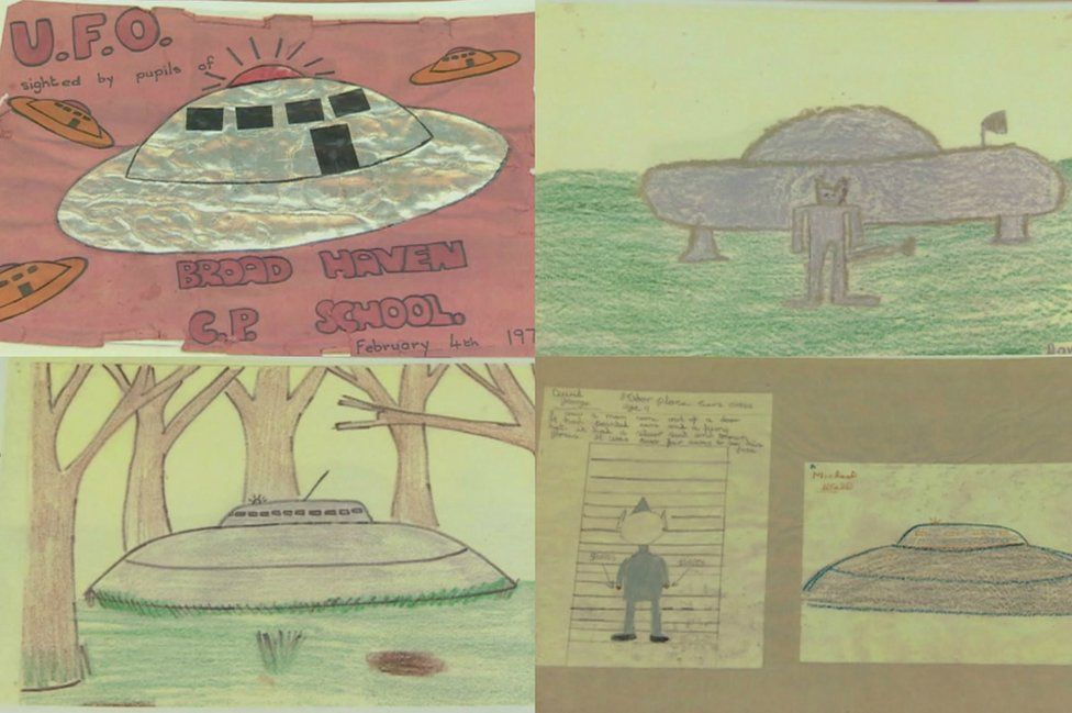 Pupil's drawings taken from Broad Haven School's scrapbook