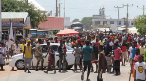 Youth inside Ejura took to the street to demonstrate