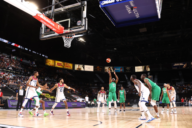 Nigeria’s win came nine years after the US crushed the Nigerians 156-73 at the London Olympics [AFP]
