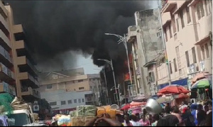 Fire ravaged a three-story building at Makola Market