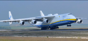 The Antonov An-225 Mriya, a strategic cargo flight, arrived at the KIA for a short stop