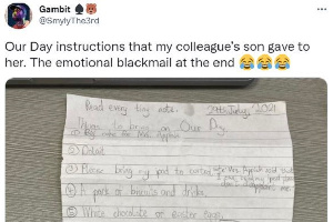 The boy's letter to his mom