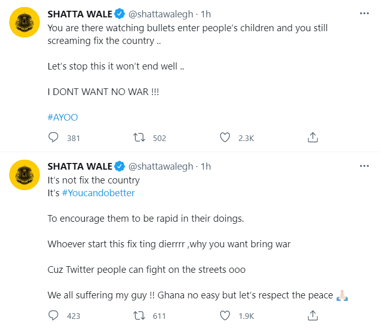 Do you want to bring war? – Shatta Wale stands against #FixTheCountry campaign
