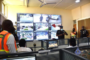 Officers at work in the Police MTTD Surveillance Center in Accra