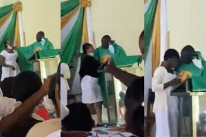 Screnshots of Father Obeng Larbi kissing his students in church