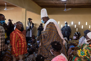 President Akufo-Addo confers with Ya-Naa during a visit to the Northern Region