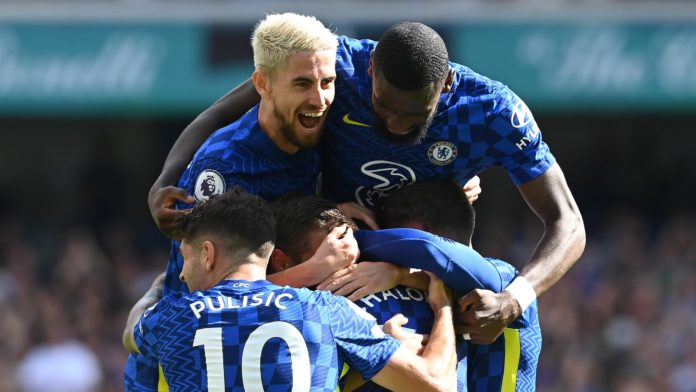 LONDON, ENGLAND - AUGUST 14: Trevoh Chalobah of Chelsea celebrates with teammates after scoring their side's third goal during the Premier League match between Chelsea and Crystal Palace at Stamford Bridge on August 14, 2021 in London, England Image credit: Getty Images