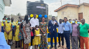 The NSS team donated a water tank to the Kpone Methodist Basic School