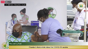 President Akufo-Addo took the first jab of the coronavirus vaccine Live on TV in March