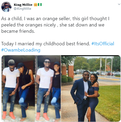 Love wins!... Nigerian man weds lady he met while selling oranges as a child (photos)