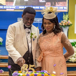 Founder of Perez Chapel International, Bishop Charles Agyinasare with wife,  Rev Vivian Agyinasare
