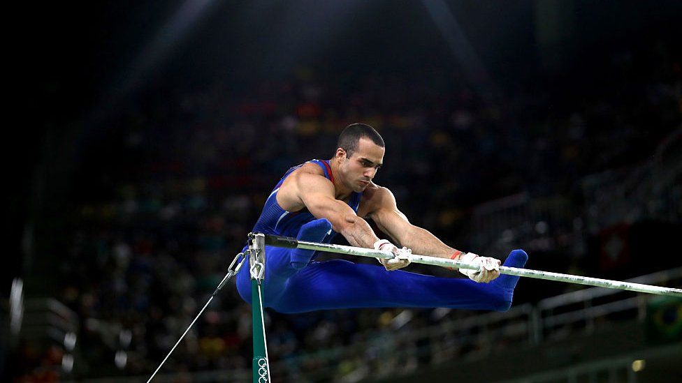 Danell Leyva of the United States competes on the Horizontal Bar Final on Day 11 of the Rio 2016 Olympic Games