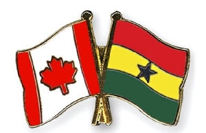 The flags of Ghana and Canada