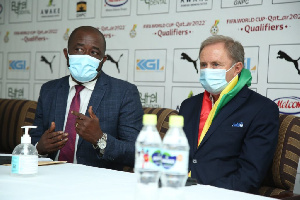 Ghana FA President Kurt Okraku with Milovan Rajevac