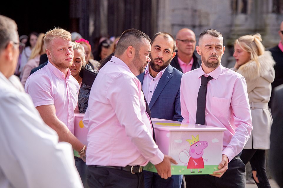 Hundreds of mourners gathered outside St Mary Magdalene Church in Newark today to remember Louisiana Brooke Dolan, who died in the incident at a park in Ingoldmells, Lincolnshire, on August 23